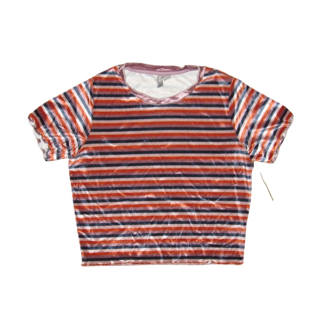 Velvet Striped Crop Tee